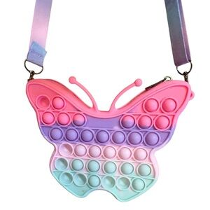 Butterfly Pop-It Fidget Bag Rainbow Cloud EUC  w/ long shoulder‎ strap
